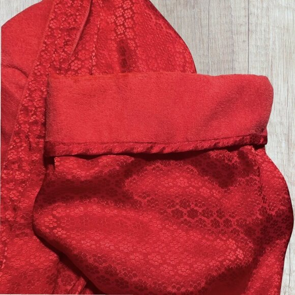 VICTORIA'S SECRET Vintage Y2K Gold Label Full Length Cotton Terry Satin Red Robe - Picture 11 of 12